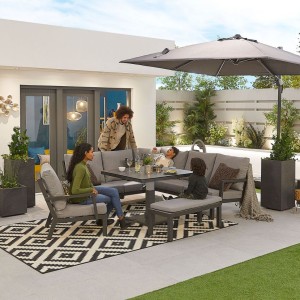 Nova Garden Furniture Compact Vogue Grey Corner Dining Sofa Set With Rising Table And Bench Nova Garden Furniture Compact Vogue Grey Corner Dining Sofa Set With Rising Table And Bench