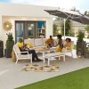 Nova Garden Furniture Compact Vogue White Corner Dining Sofa Set With Rising Table And Bench