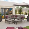 Nova Garden Furniture Compact Vogue Grey Corner Dining Sofa Set With Rising Table And Benches