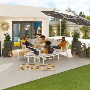 Nova Garden Furniture Compact Vogue White Corner Dining Sofa Set With Rising Table And Benches Nova Garden Furniture Compact Vogue White Corner Dining Sofa Set With Rising Table And Benches