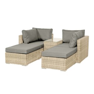 Royalcraft Lisbon Natural 4 Seater 5pc Multi Setting Relaxer Set