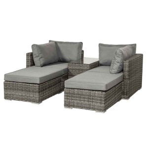 Royalcraft Paris Grey 4 Seater 5pc Multi Setting Relaxer Set Royalcraft Paris Grey 4 Seater 5pc Multi Setting Relaxer Set