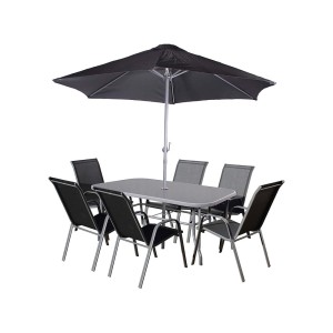Royalcraft Rio 6 Seater Stacking Dining Set including parasol Royalcraft Rio 6 Seater Stacking Dining Set including parasol