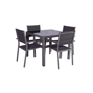 Royalcraft Sorrento Black 4 Seater Dining Set Including Parasol Royalcraft Sorrento Black 4 Seater Dining Set Including Parasol