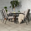 Royalcraft Metal Garden Furniture Amalfi Ivory 6 Seater Padded Rectangular Dining Set