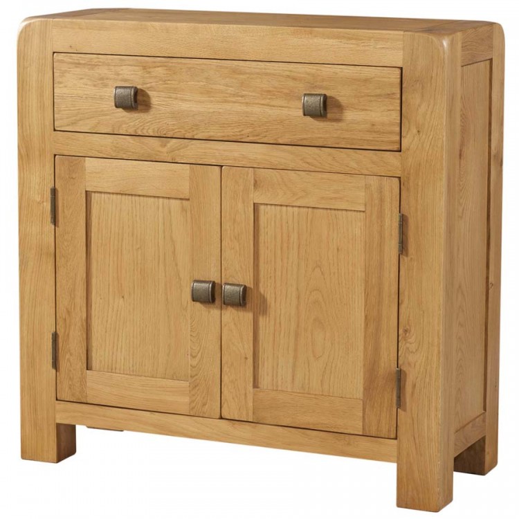 Ayr Oak Furniture Waxed Oak Compact 1 Drawer and 2 Door Sideboard