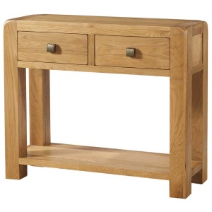 Ayr Oak Furniture Waxed Oak 2 Drawer Console Table Ayr Oak Furniture Waxed Oak 2 Drawer Console Table