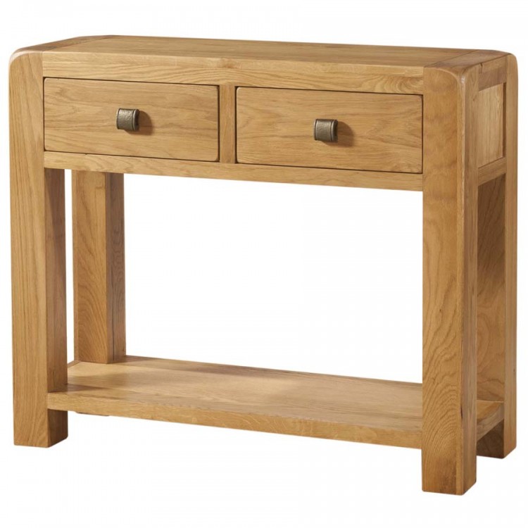 Ayr Oak Furniture Waxed Oak 2 Drawer Console Table
