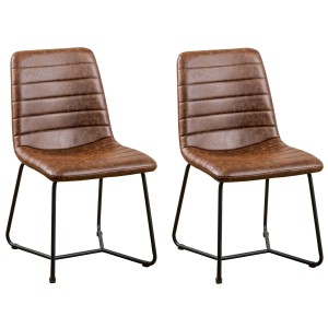 Divine Furniture Tan Soft Faux Leather Dining Chair in Pair Divine Furniture Tan Soft Faux Leather Dining Chair in Pair
