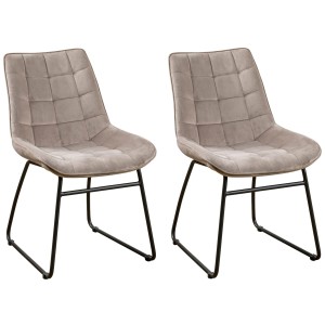 Divine Furniture Mink Soft Touch Square Stitched Dining Chair in Pair Divine Furniture Mink Soft Touch Square Stitched Dining Chair in Pair