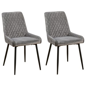 Divine Furniture Grey Soft Touch Diamond Back Dining Chair in Pair Divine Furniture Grey Soft Touch Diamond Back Dining Chair in Pair