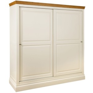 London Painted Furniture Ivory With Oak Top Sliding Double Wardrobe London Painted Furniture Ivory With Oak Top Sliding Double Wardrobe