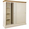 London Painted Furniture Ivory With Oak Top Sliding Double Wardrobe