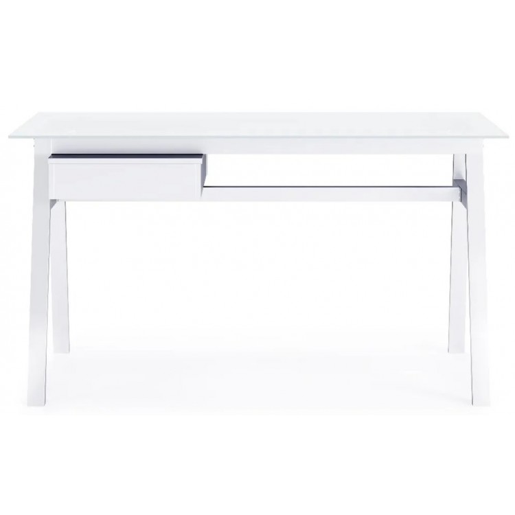 Alphason Furniture Richmond White Glass Top Desk