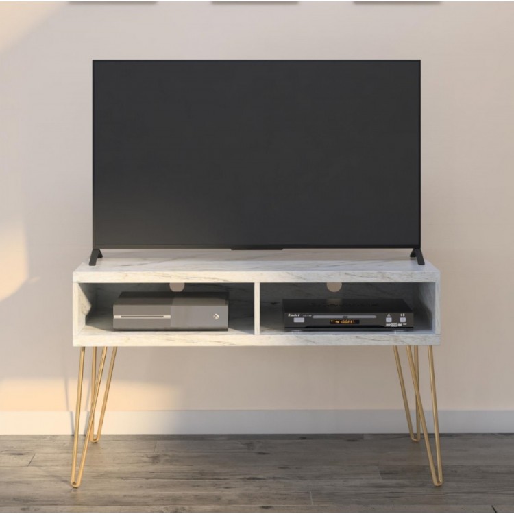 Novogratz Furniture Athena White Marble TV Stand