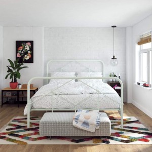 Novogratz Furniture Francis Farmhouse Dusty Green Metal Kingsize Bed Novogratz Furniture Francis Farmhouse Dusty Green Metal Kingsize Bed