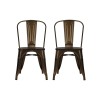 Fusion Furniture Antique Bronze Metal Dining Chair with Wooden Seat (Set of 2)