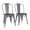 Fusion Furniture Silver Metal Dining Chair with Wooden Seat (Set of 2)