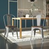 Fusion Furniture Silver Metal Dining Chair with Wooden Seat (Set of 2)