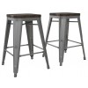Fusion Furniture Silver 24inch Metal Counter Stool (Set of 2)