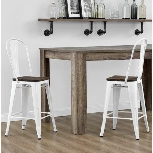 Luxor Furniture White 24 inch Metal Counter Stool in Pair Luxor Furniture White 24 inch Metal Counter Stool in Pair