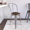 Luxor Furniture Silver 24 inch Metal Counter Stool in Pair