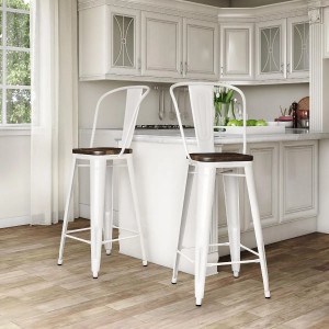 Luxor Furniture White 30inch Metal Bar Stool in Pair Luxor Furniture White 30inch Metal Bar Stool in Pair
