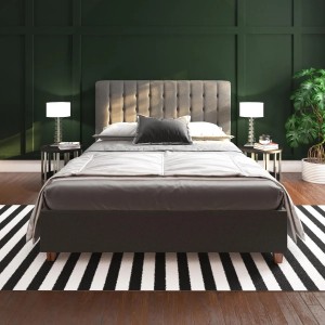 Emily Furniture Grey Linen Upholstered Double Bed Emily Furniture Grey Linen Upholstered Double Bed