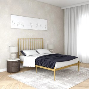 Giulia Furniture Gold Metal Modern Double Bed Giulia Furniture Gold Metal Modern Double Bed
