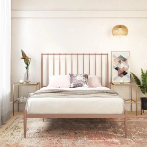 Giulia Furniture Millennial Pink Modern Metal Kingsize Bed Giulia Furniture Millennial Pink Modern Metal Kingsize Bed