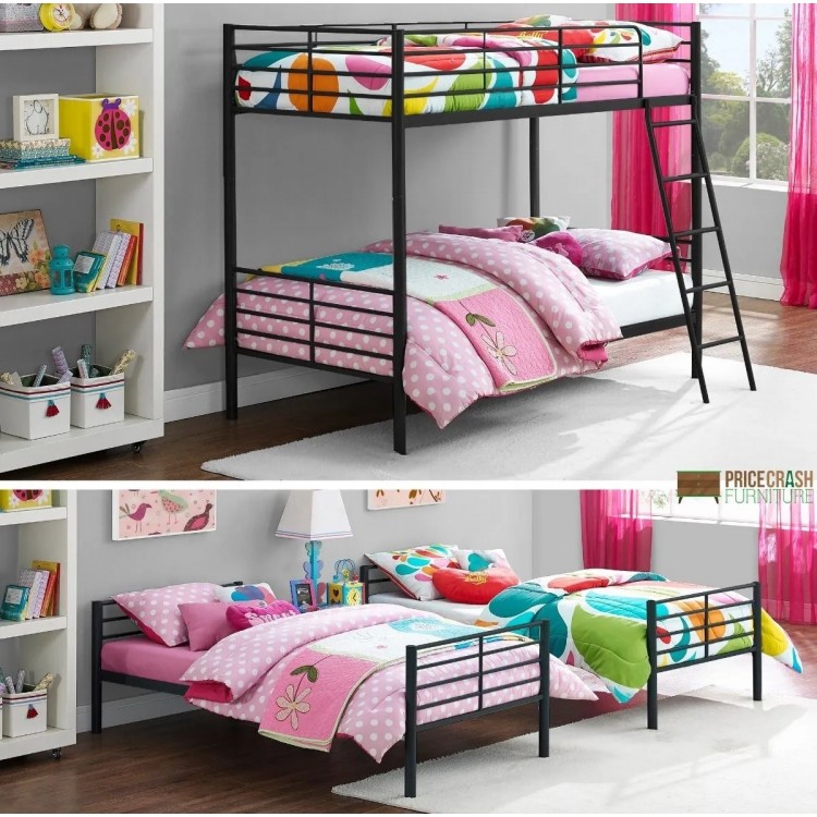 Contemporary Metal Furniture Single 3ft and Double 4ft Bunk Bed
