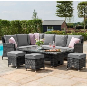Maze Rattan Garden Grey Venice Ice Bucket Corner Sofa Set with Rising Table Maze Rattan Garden Grey Venice Ice Bucket Corner Sofa Set with Rising Table