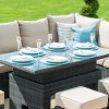 Maze Rattan Garden Furniture Kingston Brown Left Handed Corner Dining Set with Rising Table