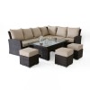 Maze Rattan Garden Furniture Kingston Brown Left Handed Corner Dining Set with Rising Table