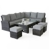 Maze Rattan Garden Furniture Kingston Grey Left Handed Corner Dining Set with Rising Table