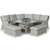 Maze Rattan Garden Furniture Oxford Royal Corner Grey Dining Set with Firepit