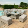 Maze Rattan Garden Furniture Oxford Royal Corner Grey Dining Set with Firepit