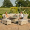 Maze Rattan Garden Furniture Oxford Royal Corner Grey Dining Set with Firepit