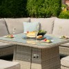 Maze Rattan Garden Furniture Oxford Royal Corner Grey Dining Set with Firepit