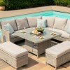 Maze Rattan Garden Furniture Oxford Royal Corner Grey Dining Set with Firepit