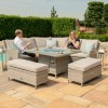 Maze Rattan Garden Furniture Oxford Royal Corner Grey Dining Set with Firepit