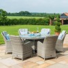 Maze Rattan Garden Furniture Oxford Round Ice Bucket Table with 6 Venice Chairs & Lazy Susan