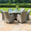 Maze Rattan Garden Furniture Oxford Round Ice Bucket Table with 6 Venice Chairs & Lazy Susan