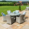 Maze Rattan Garden Furniture Oxford Round Ice Bucket Table with 6 Venice Chairs & Lazy Susan