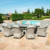 Maze Rattan Garden Furniture Oxford 8 Seat Oval Fire Pit Table & Heritage Chairs