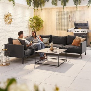 Nova Outdoor Fabric Dark Grey Bliss Aluminium Corner Sofa Set with Coffee Table Nova Outdoor Fabric Dark Grey Bliss Aluminium Corner Sofa Set with Coffee Table