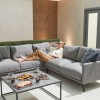 Nova Outdoor Fabric Light Grey Bliss Aluminium Corner Sofa Set with Armchair and Coffee Table