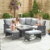 Nova Garden Furniture Cambridge Grey Weave Compact Corner Dining Set with Rising Table