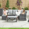 Nova Garden Furniture Cambridge Grey Weave Compact Corner Dining Set with Rising Table