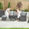 Nova Garden Furniture Cambridge Grey Weave Compact Corner Dining Set with Rising Table